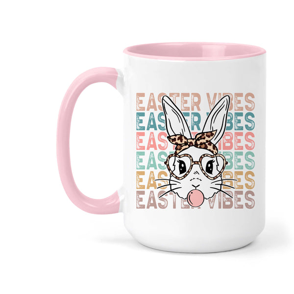 Easter Vibes Bunny Coffee Mug, Spring Decor Cup