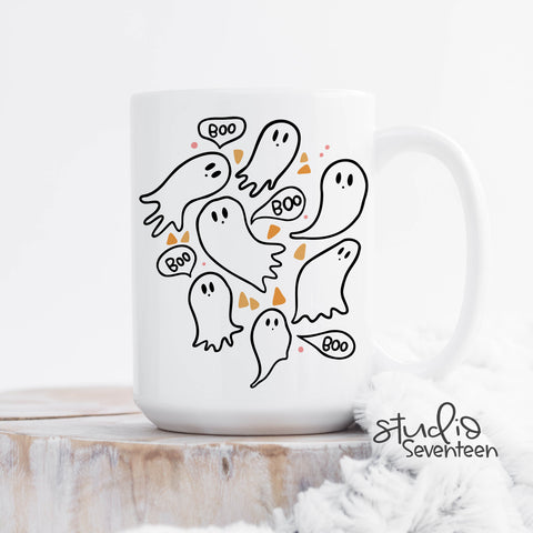 Cute Ghosts Fall Glass Mug in 2023