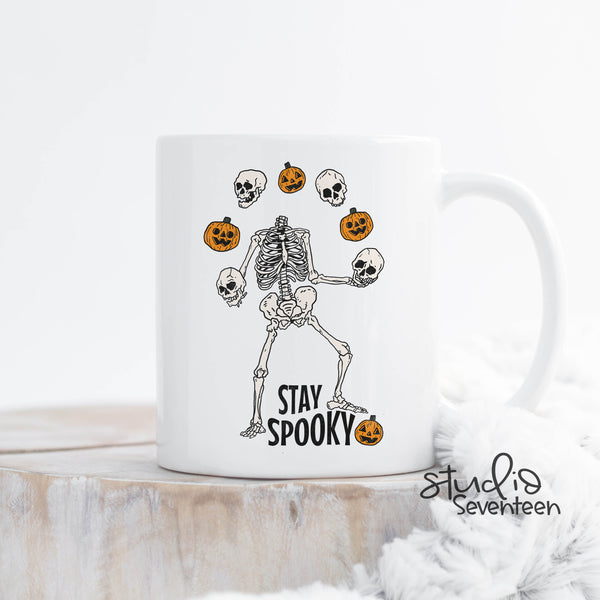 Stay Spooky Skeleton and Pumpkin Halloween Coffee Mug