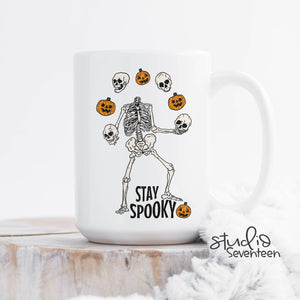 Stay Spooky Skeleton and Pumpkin Halloween Coffee Mug