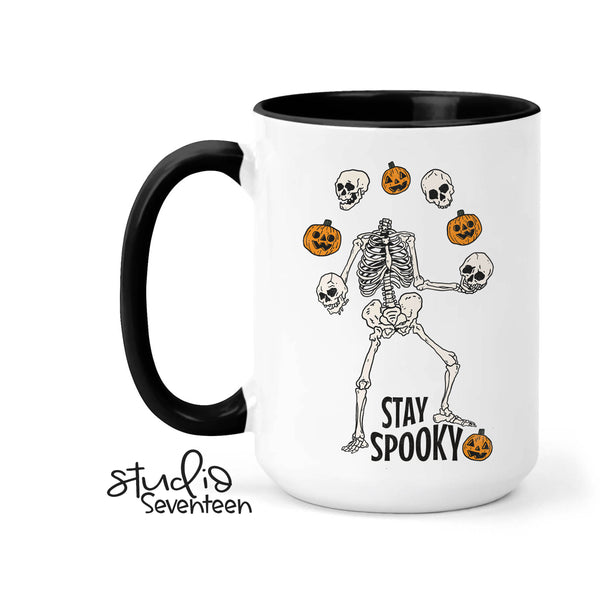 Stay Spooky Skeleton and Pumpkin Halloween Coffee Mug