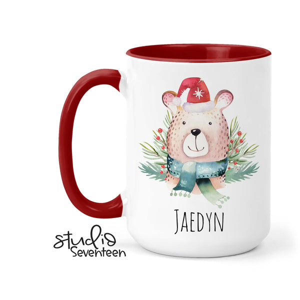 Personalized Hot Chocolate Mug With Christmas Woodland Animal