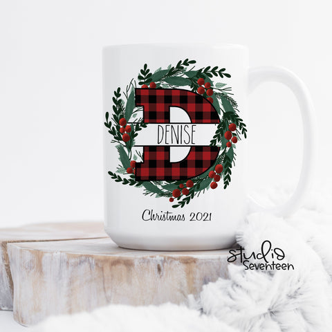 Personalized Christmas Monogram Mug