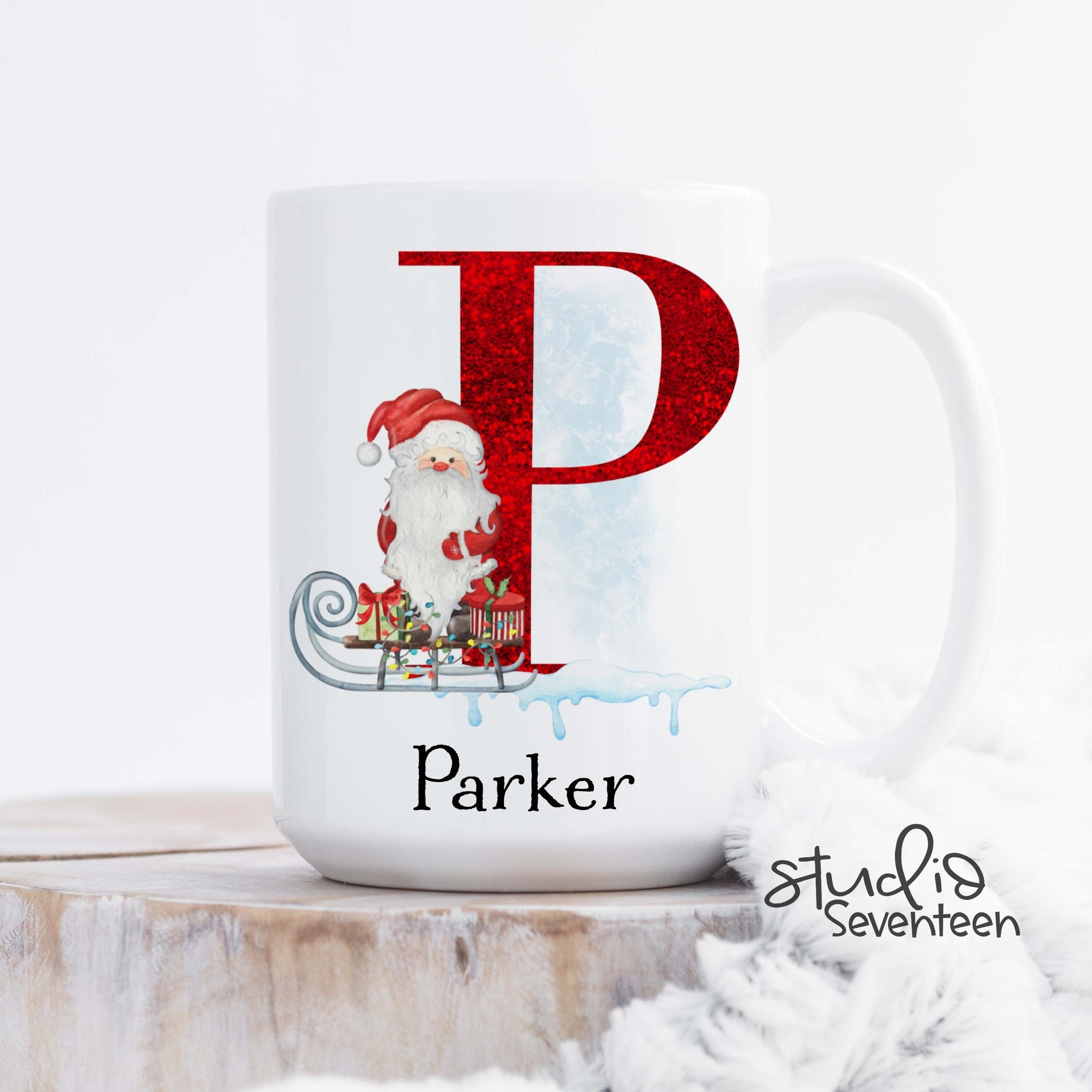 Personalized Christmas Monogram Mug