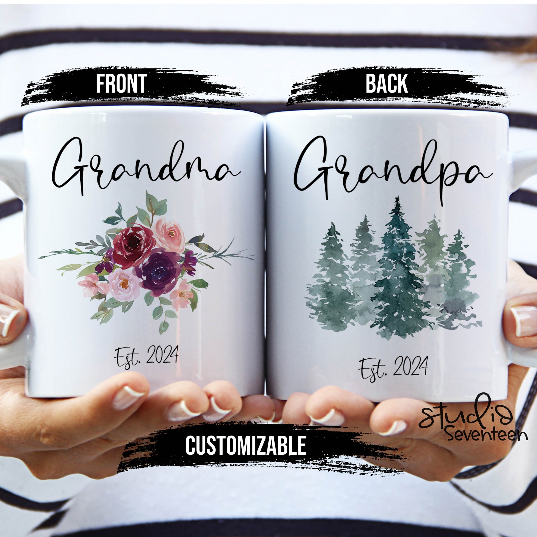 Pregnancy Announcement Grandparents, Baby Announcement, Baby Reveal, Grandma Grandpa Coffee Cup, Grandparents Mug Set, New Grandma Gift